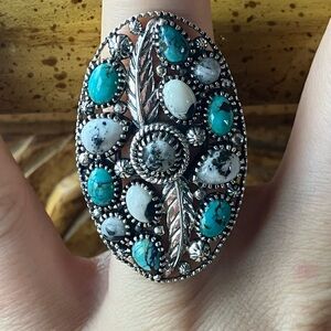 White Buffalo Turquoise Blue Turquoise Sterling Silver Ring Size 7